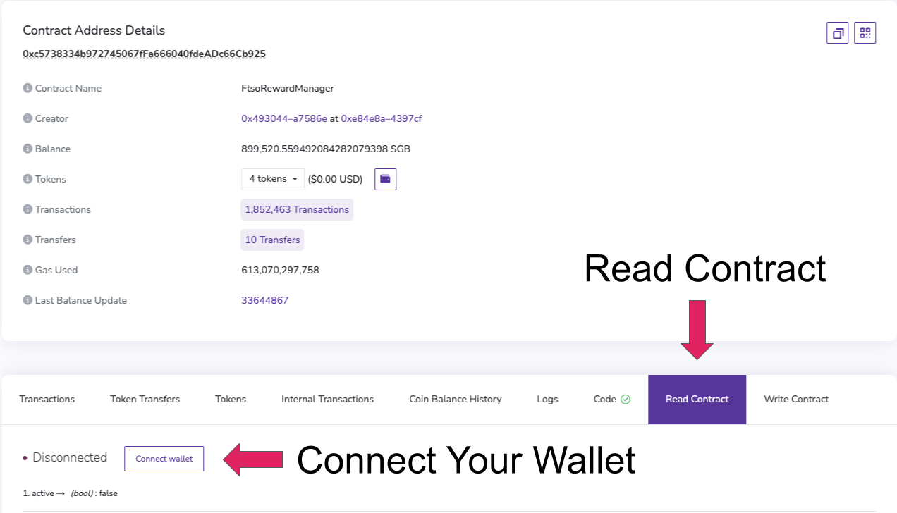 Read Contract Tab and Connect Your Wallet